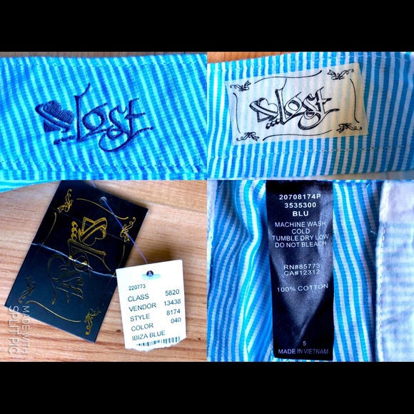 NEW LOST Shorts Blue Waist 32 Size 5 Junior - Picture 3 of 13